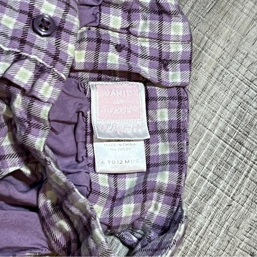 Janie & Jack 6-12M Baby Girl Dress Purple Checkered Set Chic Lagonlook Summer - Picture 6 of 9